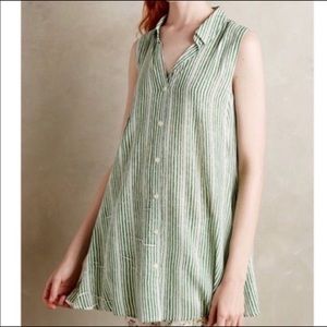 Anthropologie Green Striped Tunic